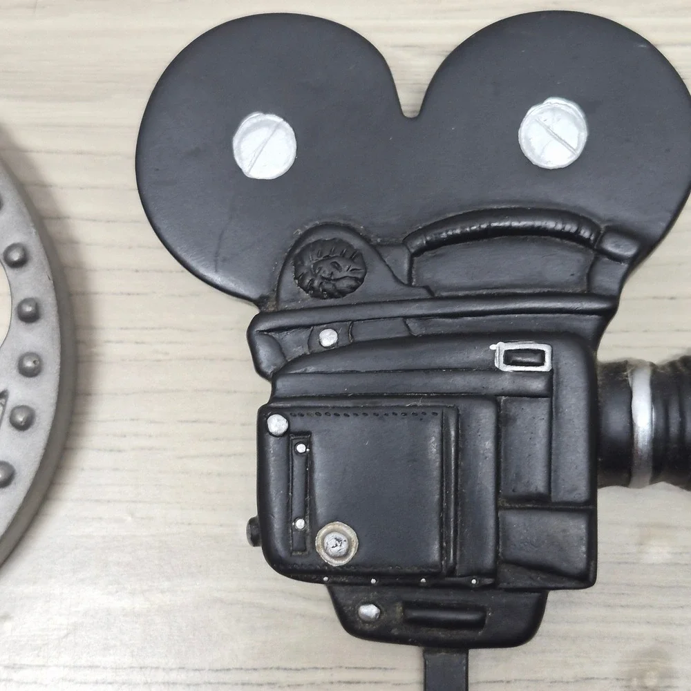 ICA Home Decor Movie Camera Film Reel Wall Hooks Set Vintage Cinema Media Room